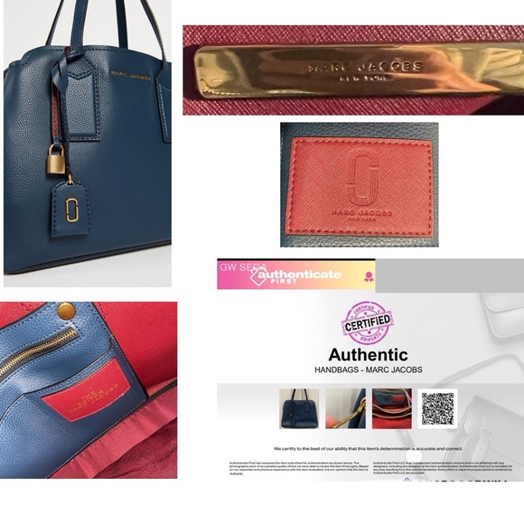 SOLD!!Mark Jacobs The Editor Logo Leather Tote Bag in Blue Sea - Picture 9 of 10